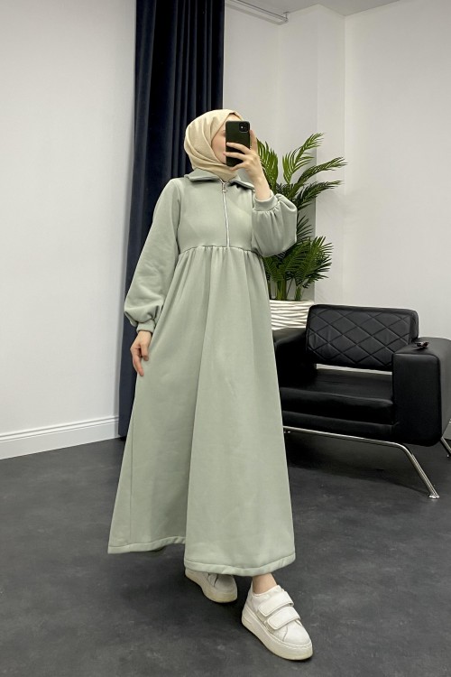Vereniko Fermuarlı Sweat Elbise Mint