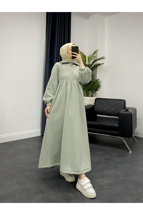 Vereniko Fermuarlı Sweat Elbise Mint