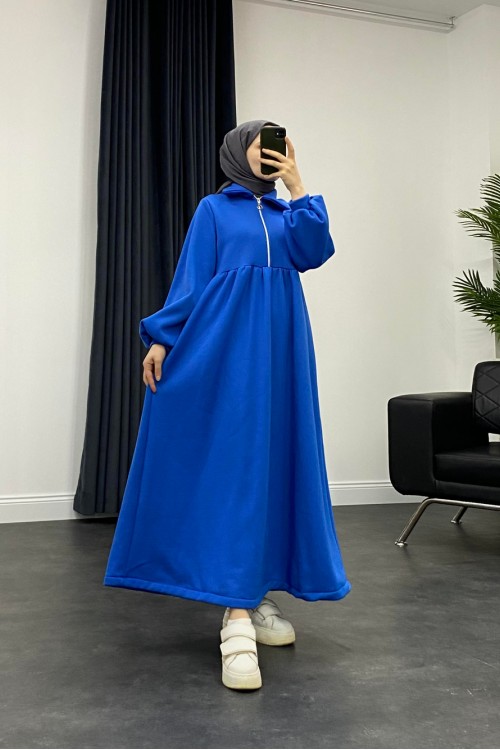 Vereniko Fermuarlı Sweat Elbise Saks