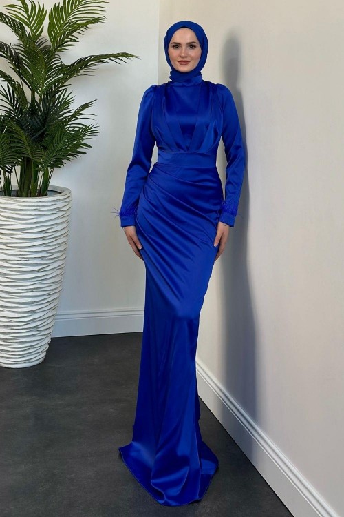 Vladya Kuyruklu Saten Balık Abiye Sax