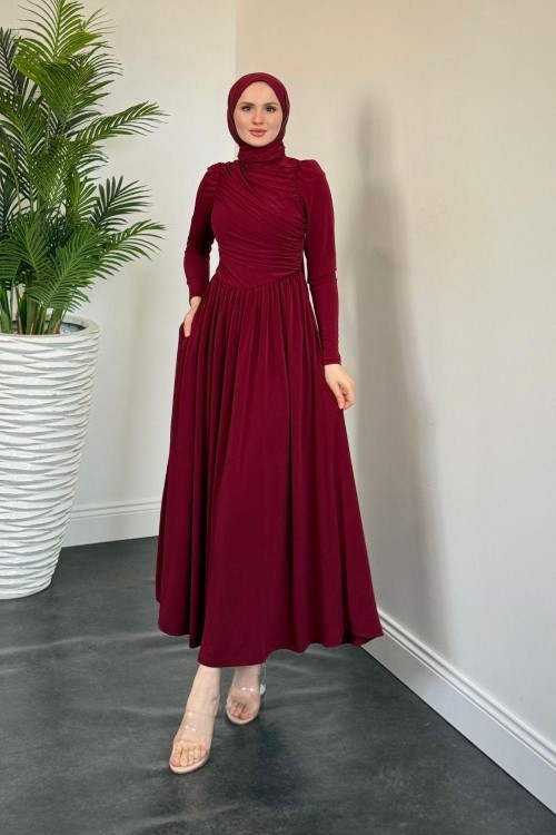 Wooden Buzzy Elbise Bordo