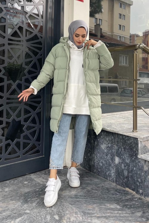 Yanı Çıtçıtlı Mont Mint