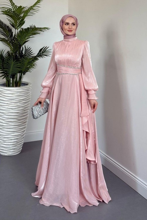 Zarina Beli Taşlı Jan Jan  Abiye Pudra