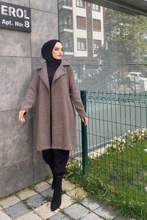 Zebra Desen Kaşe Kap SütlüKahve