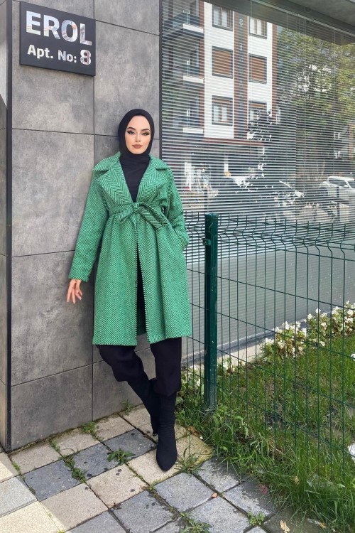 Zebra Desen Kaşe Kap Yeşil