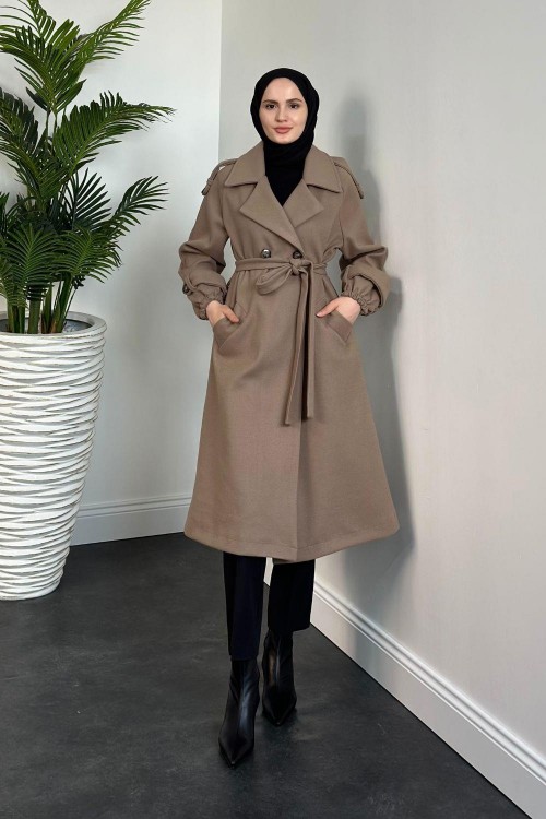 Zora Astarlı Kaşe Kaban Vizon